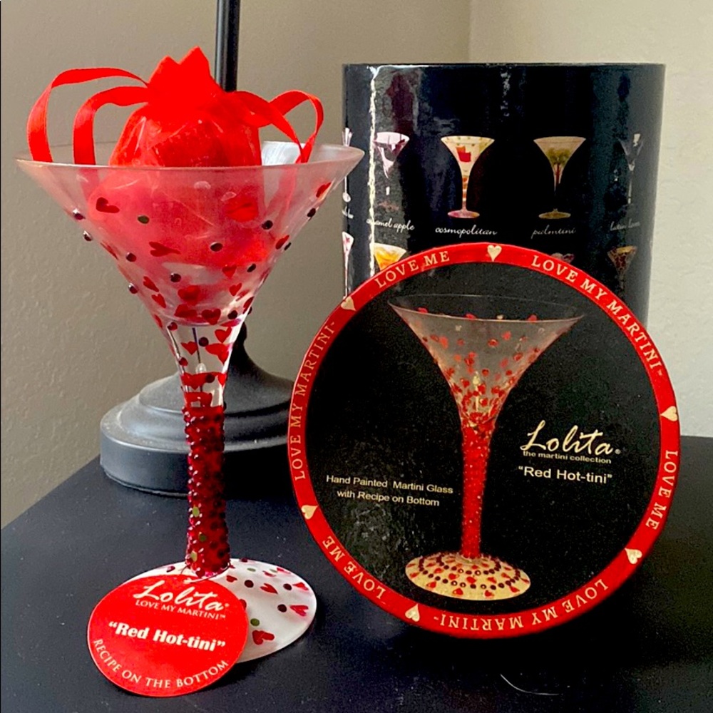Lolita Red Hot-tini Hand-painted Martini Glass